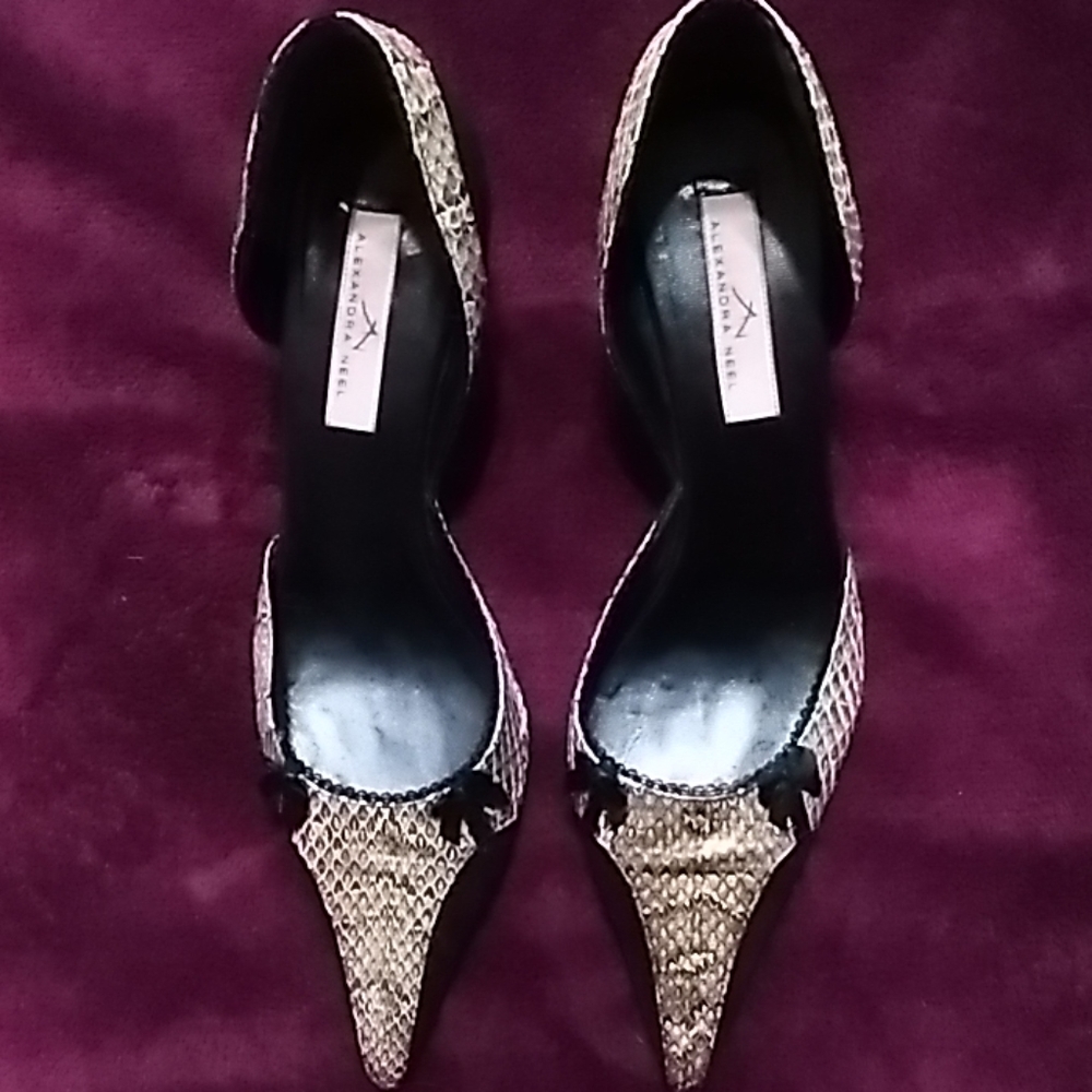 Black and Snake Skin Heels